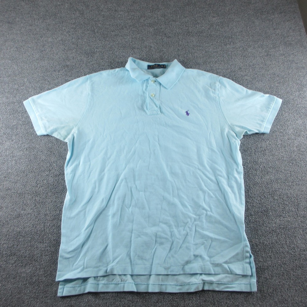 Polo Ralph Lauren Polo Shirt Mens XL Blue Short Sleeve Cotton Pony Logo Flaw
